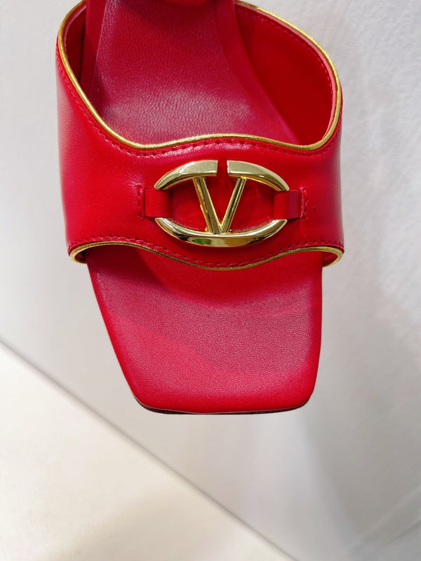 Sandali VT Tacco 50mm Pelle di Vacchetta Rossa 292769