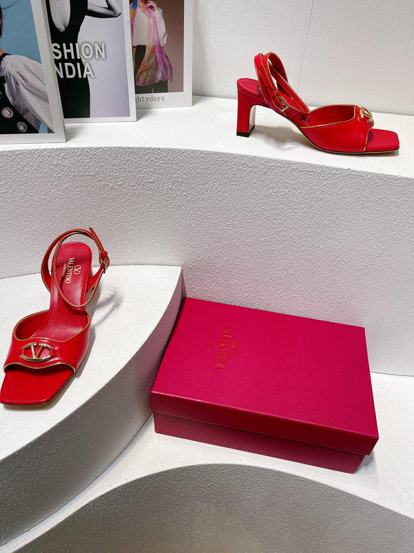 Sandali VT Tacco 50mm Pelle di Vacchetta Rossa 292769