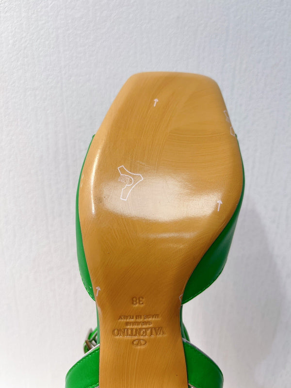 VT Sandals Heels 50mm Green Cowhide 292770
