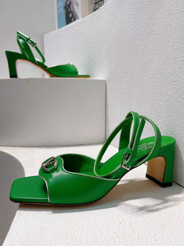 VT Sandals Heels 50mm Green Cowhide 292770