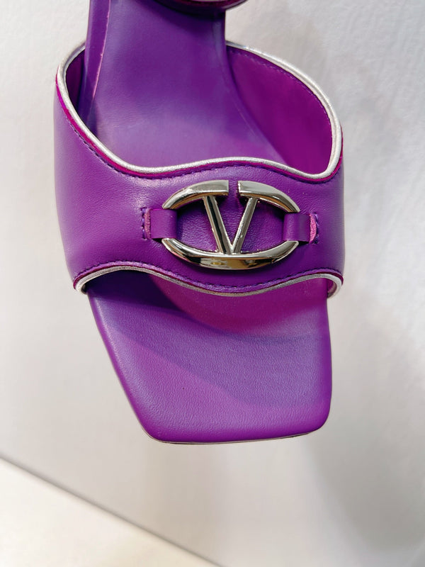 VT Sandals Heels 50mm Purple Cowhide 292771