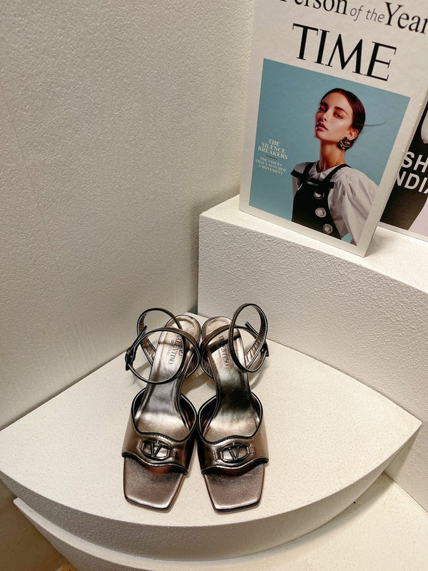 VT Sandals Heels 50mm Gray Cowhide 292776