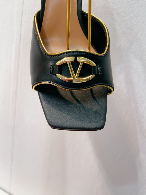 VT Sandals Heels 70mm Black Cowhide 292777