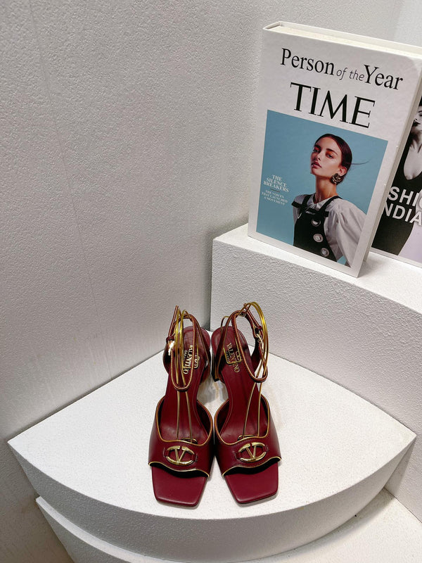 VT Sandals Heels 70mm Ruby Red Cowhide 292779