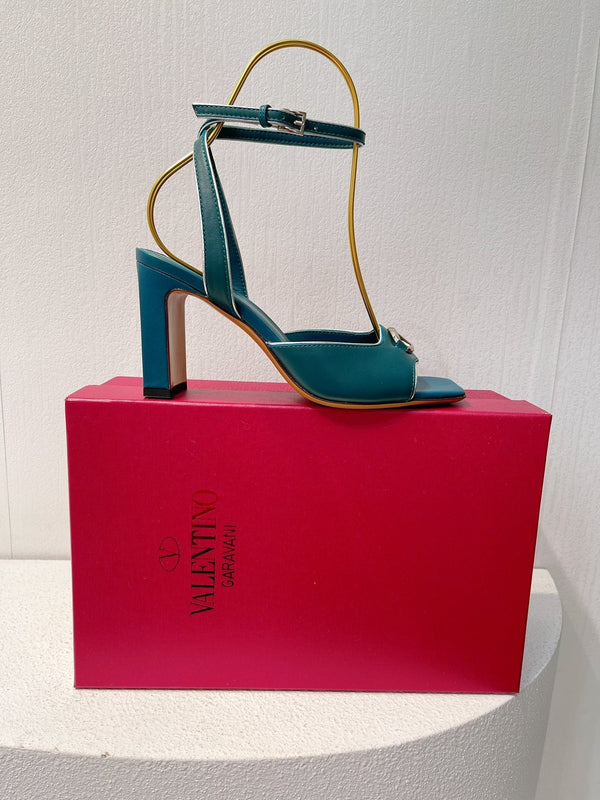 VT Sandals Heels 70mm Emerald Green Cowhide 292780