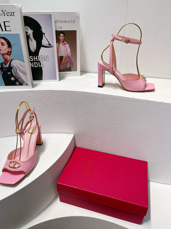 VT Sandals Heels 70mm Pink Cowhide 292782