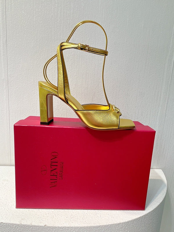 VT Sandals Heels 70mm Gold Cowhide 292784
