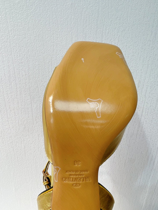 VT Sandals Heels 70mm Gold Cowhide 292784