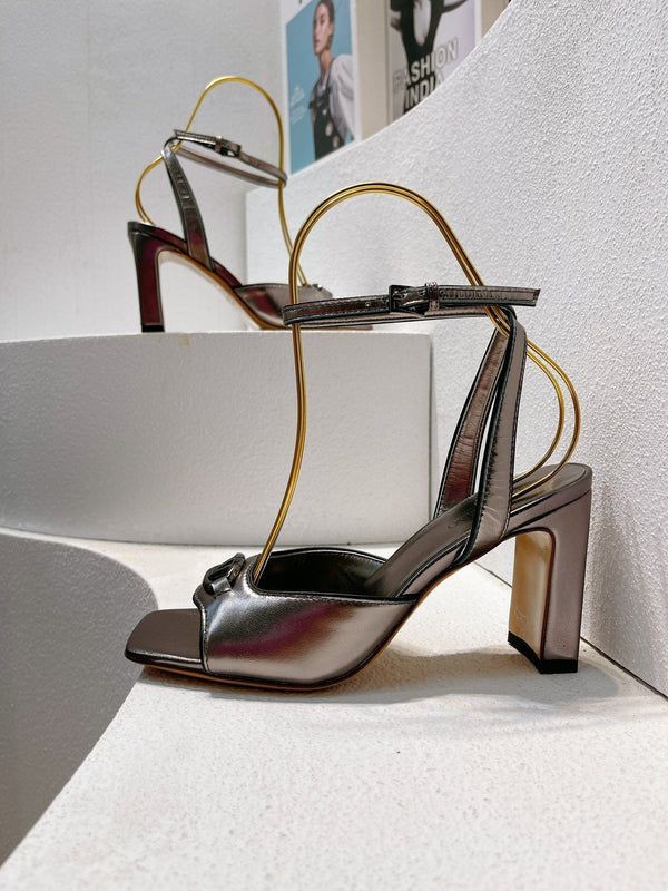 VT Sandals Heels 70mm Gray Cowhide 292786