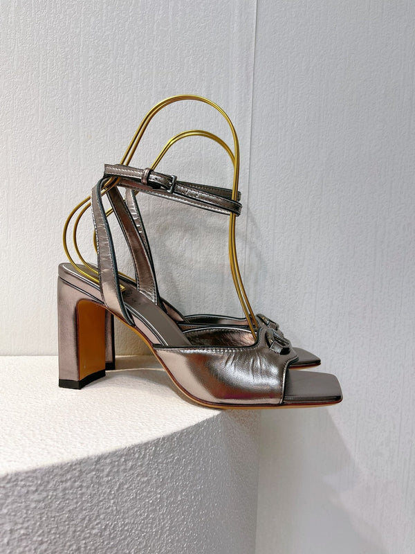 VT Sandals Heels 70mm Gray Cowhide 292786