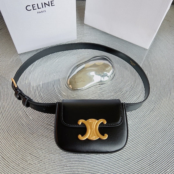 celin black calfskin belt bag
