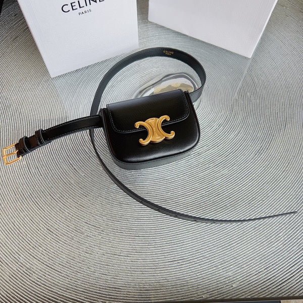 celin black calfskin belt bag