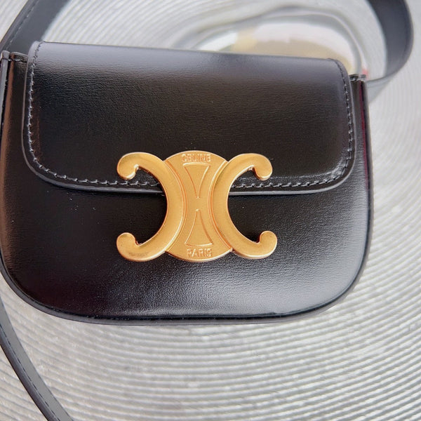 celin black calfskin belt bag
