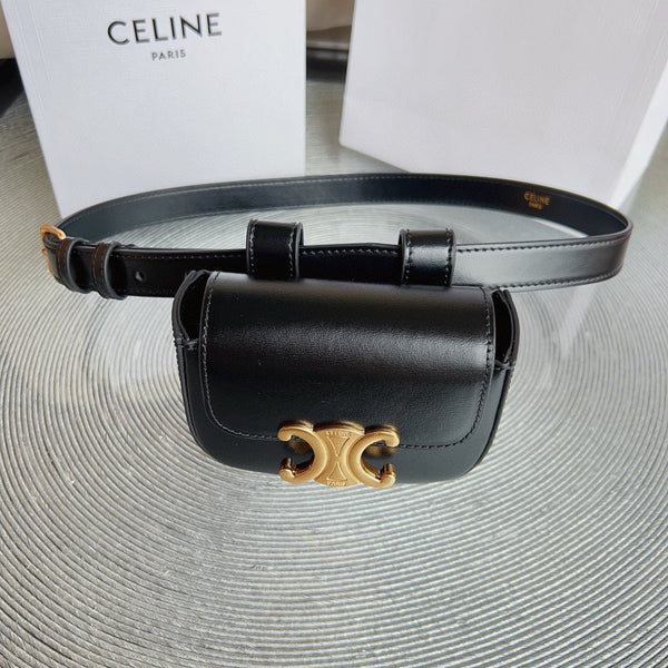 celin black calfskin belt bag