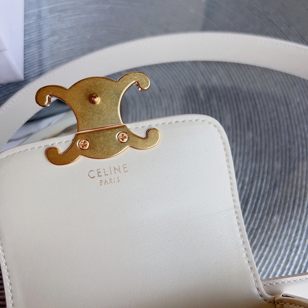 cream calfskin belt bag triomphe gold buckle