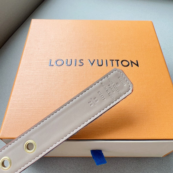 LV 30MM BELT LIGHT BLUE MONOGRAM DENIM GOLD HARDWARE