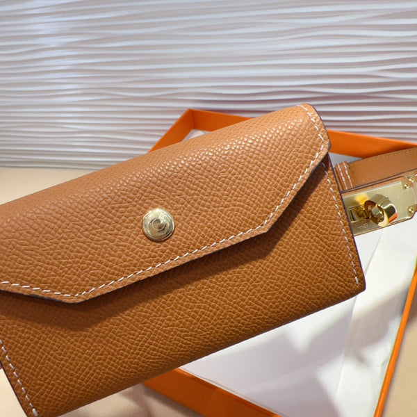 CINTURA HM KELLY POCKET 18MM IN PELLE MARRONE CANNELLA CON FERRAMENTA ORO