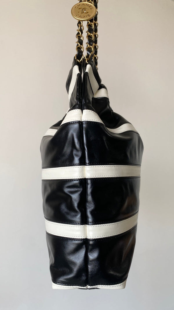 Chanel 25 Bag Black White Soft Calfskin