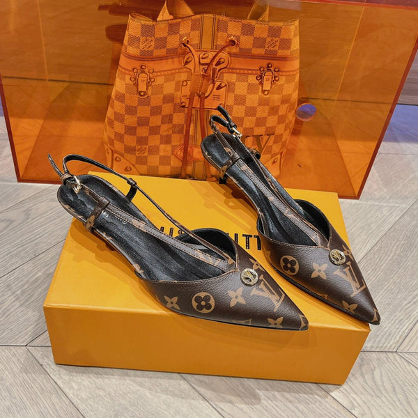 SLINGBACK CON TACCO BASSO IN TELA MONOGRAMMA LV