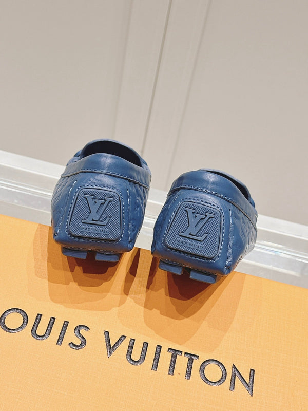 LV Gloria Loafer Blue Embossed Calfskin 480738