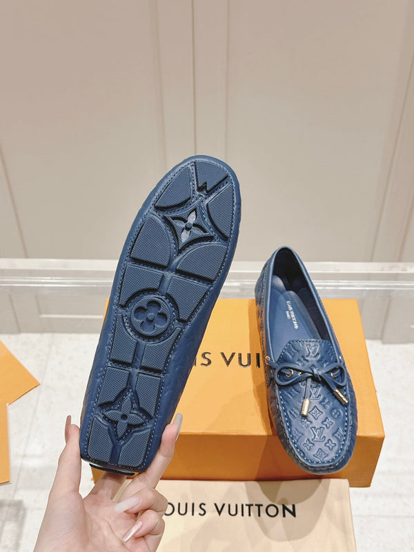 LV Gloria Loafer Blue Embossed Calfskin 480738