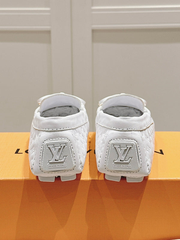 LV Gloria Loafer White Embossed Calfskin 480739