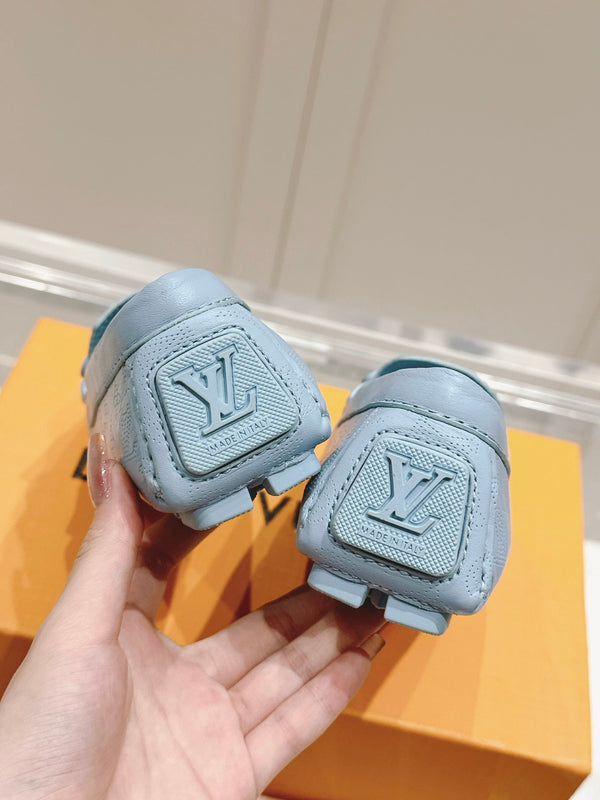 LV Gloria Loafer Light Blue Perforated Calfskin 480732