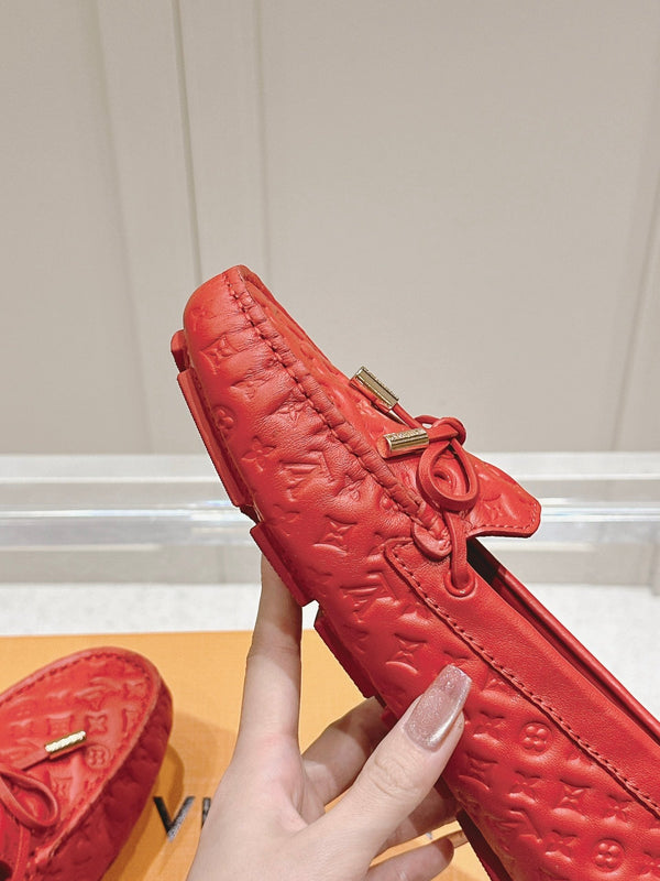 LV Gloria Loafer Red Embossed Calfskin 480741