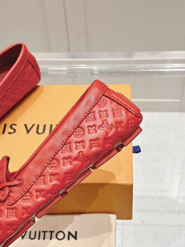 LV Gloria Loafer Red Embossed Calfskin 480741