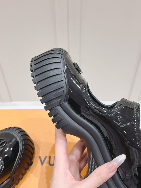 LV Ruby Flat Mary Jane Loafer Black Patent Leather 480769