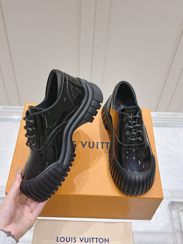 LV Ruby Flat Derby Sneaker Black Patent Leather 480787