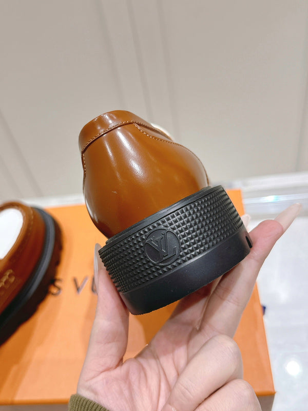 LV District Flat Loafer Brown White Calfskin 480792