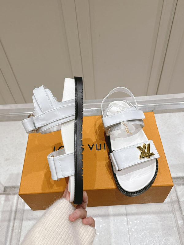 LV Sunset Flat Comfort Sandal White Calfskin 480782