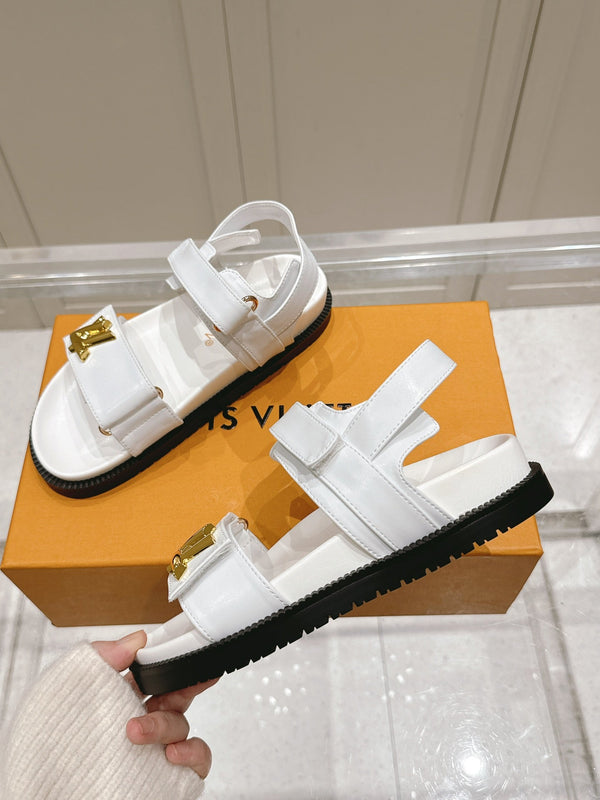 LV Sunset Flat Comfort Sandal White Calfskin 480782