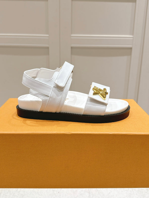 LV Sunset Flat Comfort Sandal White Calfskin 480782