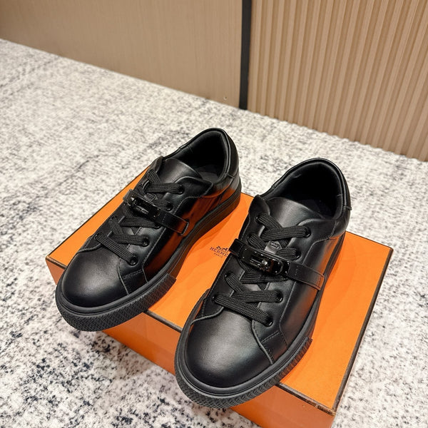 HM Casual Sneakers Black Buckle Black Leather