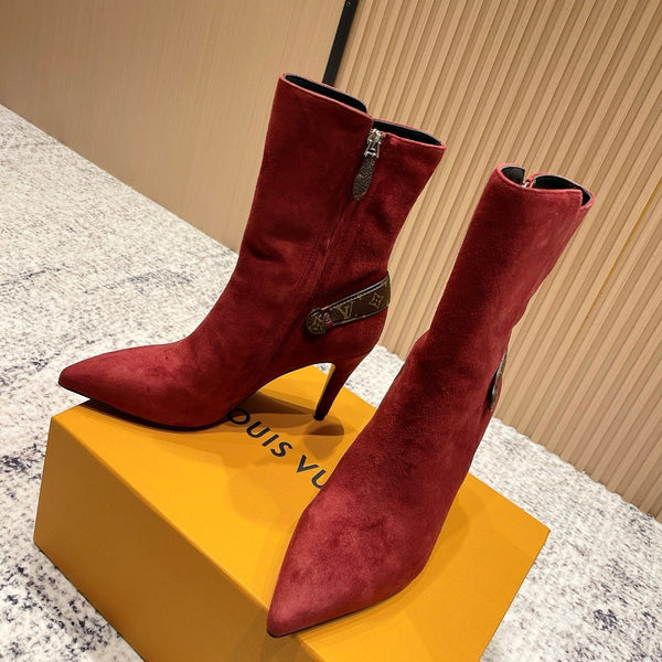 LV Legacy Ankle Boot 80mm Red Suede 480588