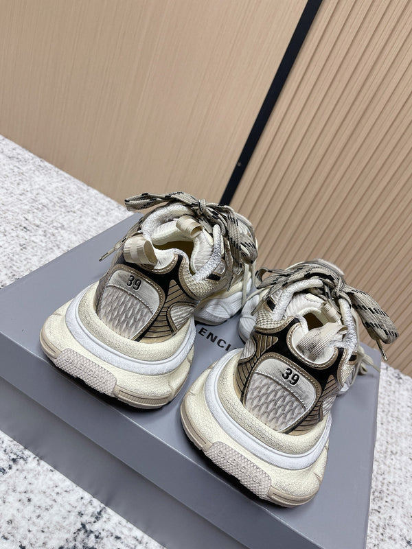 Balenciaga Sneaker Mesh Lace-up Cream Gray Fabric 534182
