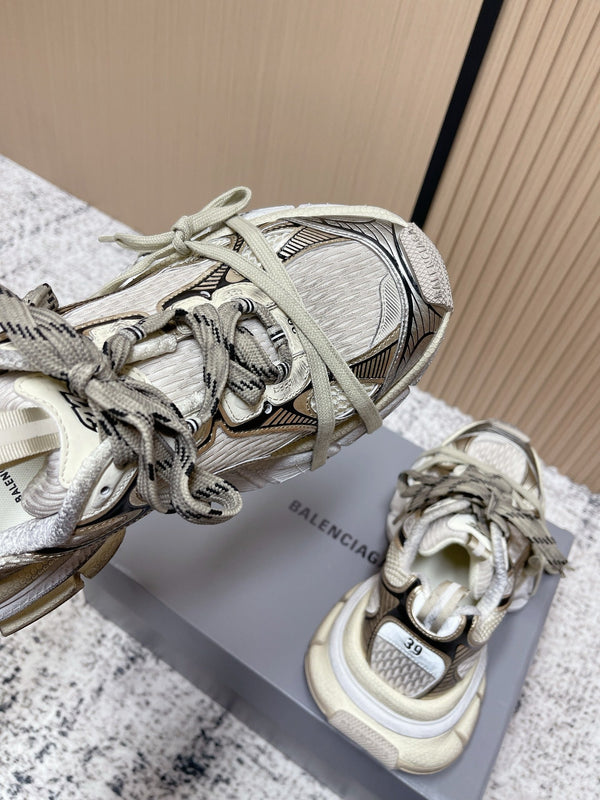 Balenciaga Sneaker Mesh Lace-up Cream Gray Fabric 534182