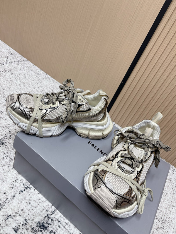 Balenciaga Sneaker Mesh Lace-up Cream Gray Fabric 534182
