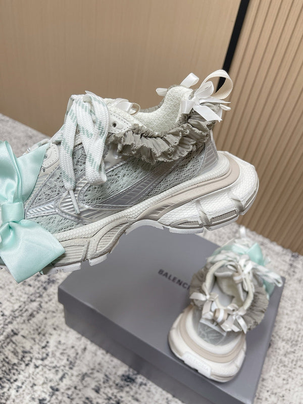 Balenciaga Sneaker Mesh Lace-up Light Blue Gray Fabric 534186