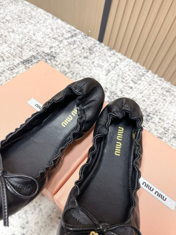 Miu Mary Jane Flat Black Sheepskin 591572