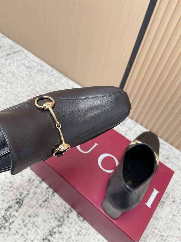 GG Mocassins Jordaan Talon Haut Cuir de vachette Noir 752227