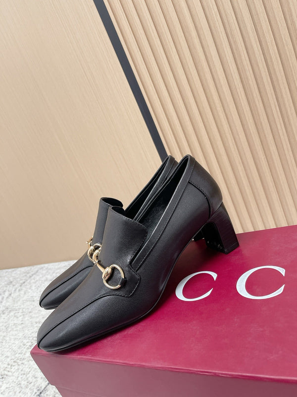 GG Mocassins Jordaan Talon Haut Cuir de vachette Noir 752227