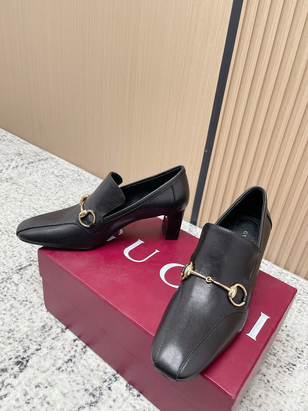 GG Mocassins Jordaan Talon Haut Cuir de vachette Noir 752227