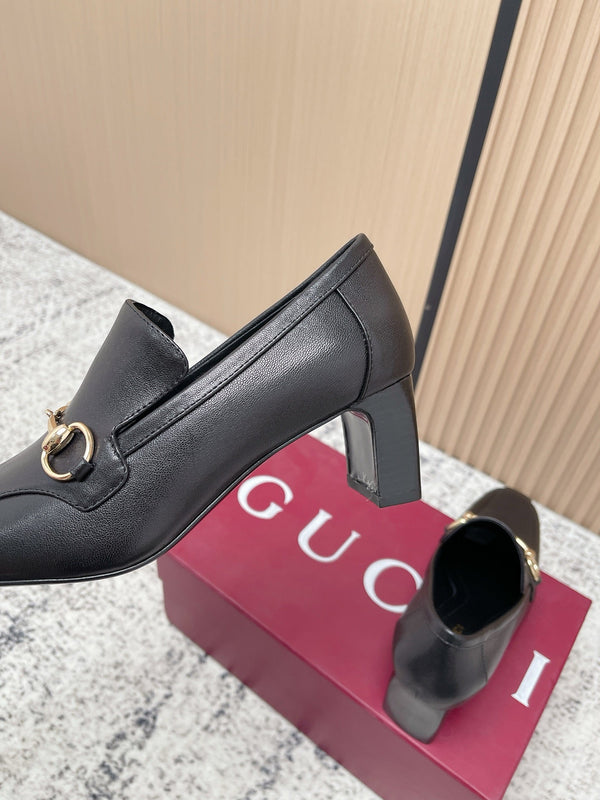 GG Mocassins Jordaan Talon Haut Cuir de vachette Noir 752227