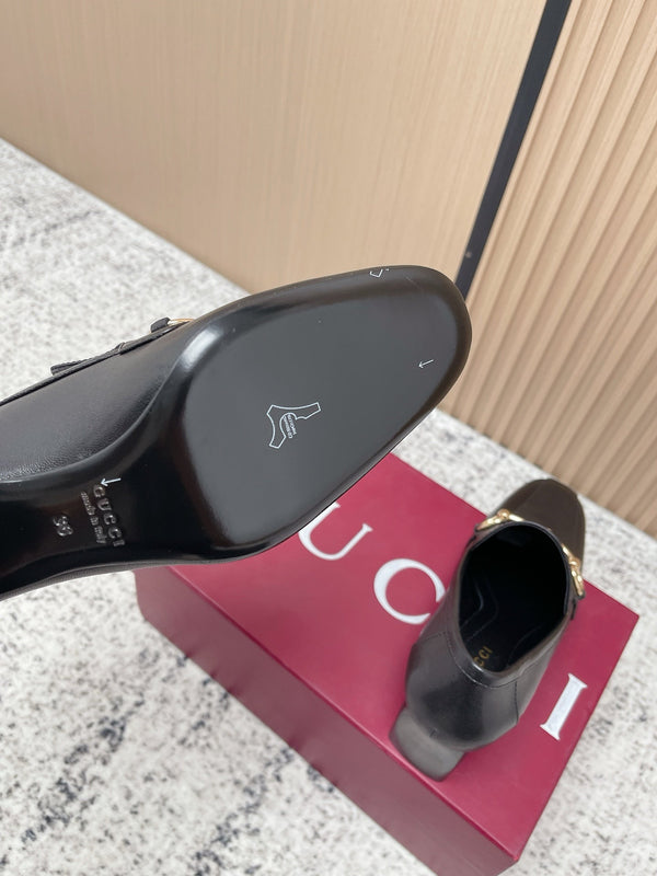GG Mocassins Jordaan Talon Haut Cuir de vachette Noir 752227