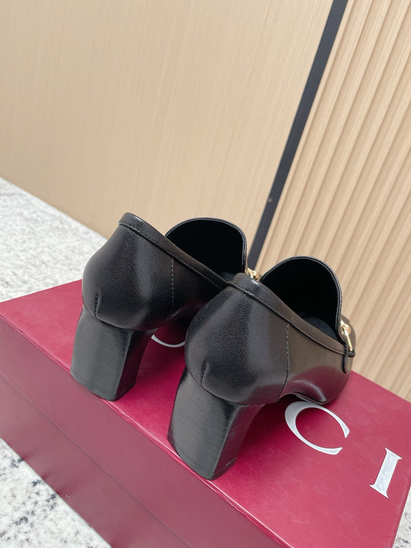 GG Mocassins Jordaan Talon Haut Cuir de vachette Noir 752227