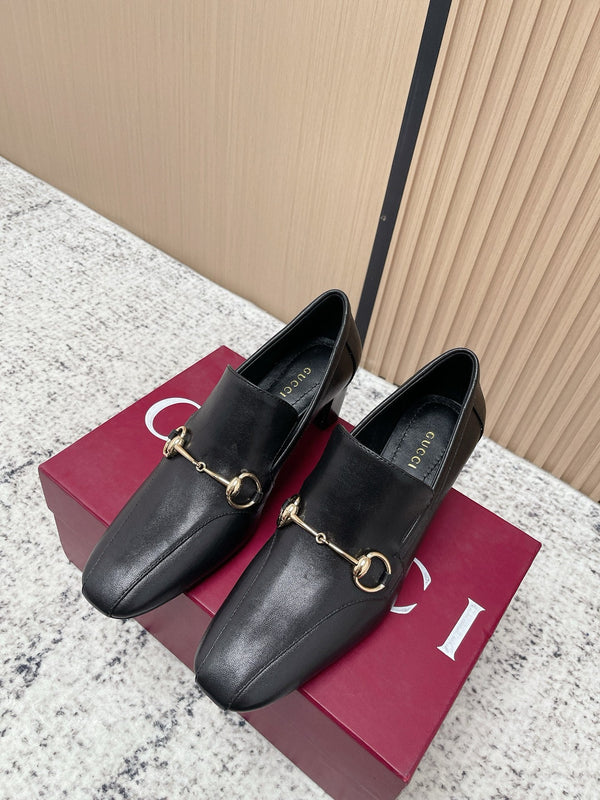 GG Mocassins Jordaan Talon Haut Cuir de vachette Noir 752227