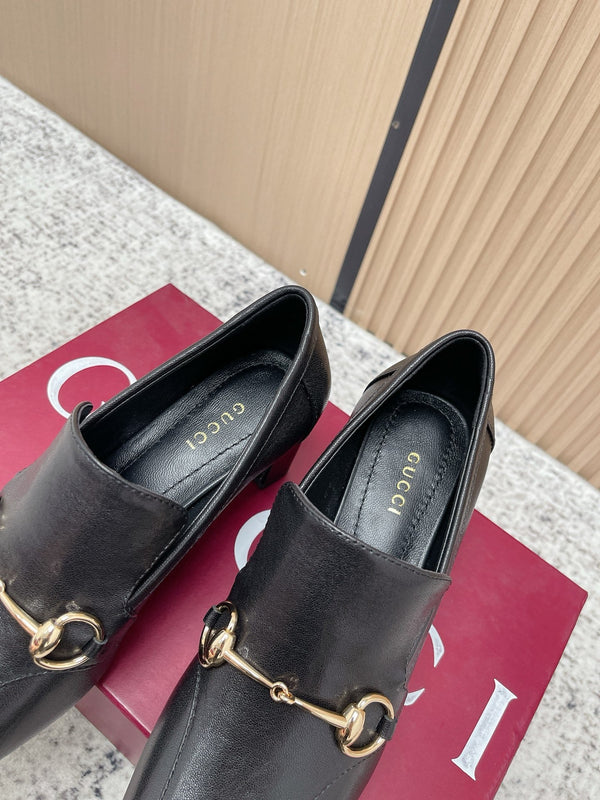 GG Mocassins Jordaan Talon Haut Cuir de vachette Noir 752227